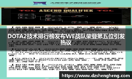 DOTA2技术排行榜发布WE战队荣登第五位引发热议