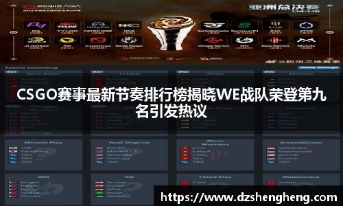CSGO赛事最新节奏排行榜揭晓WE战队荣登第九名引发热议